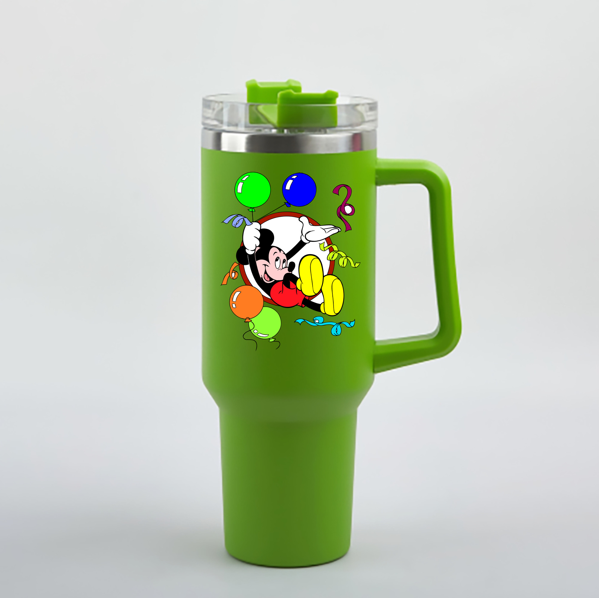 （画像用） ミッキーマウス Mickey Mouse 1200mL車用タンブラー - クリスタルステッカー（プラスチックストロー付き）